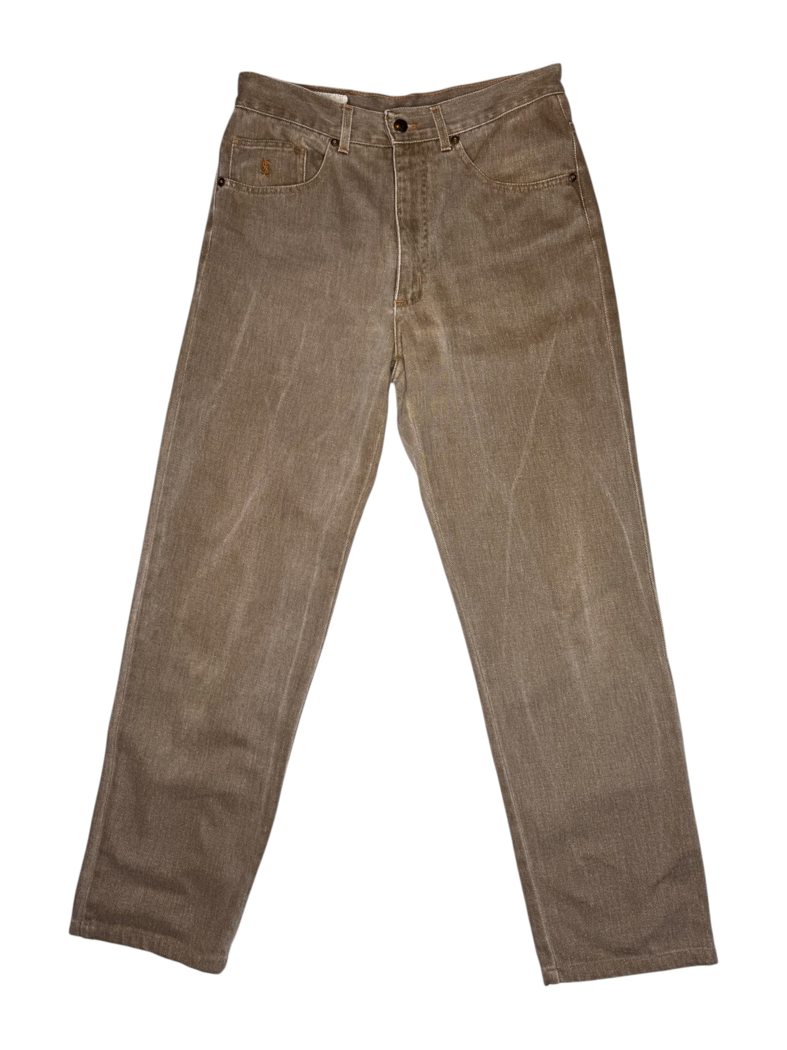Vintage 2000s Yves Saint Laurent Men’s Tan Straight Leg Denim Jeans | 30 Inch Waist