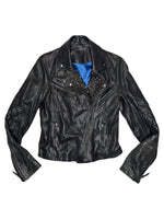 Vintage 2000s PINKO Black Studded Moto Leather Jacket | Size S