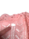 Vintage 2000s Y2K Mohair Wool Blend Pastel Baby Pink Ruffled Crochet Lightweight Cardigan Sweater with Tie | Size S