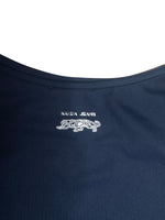 Vintage 2000s Y2K Krizia Jeans Blue Rhinestone Logo Sleeveless Tank Mini Dress | Size M