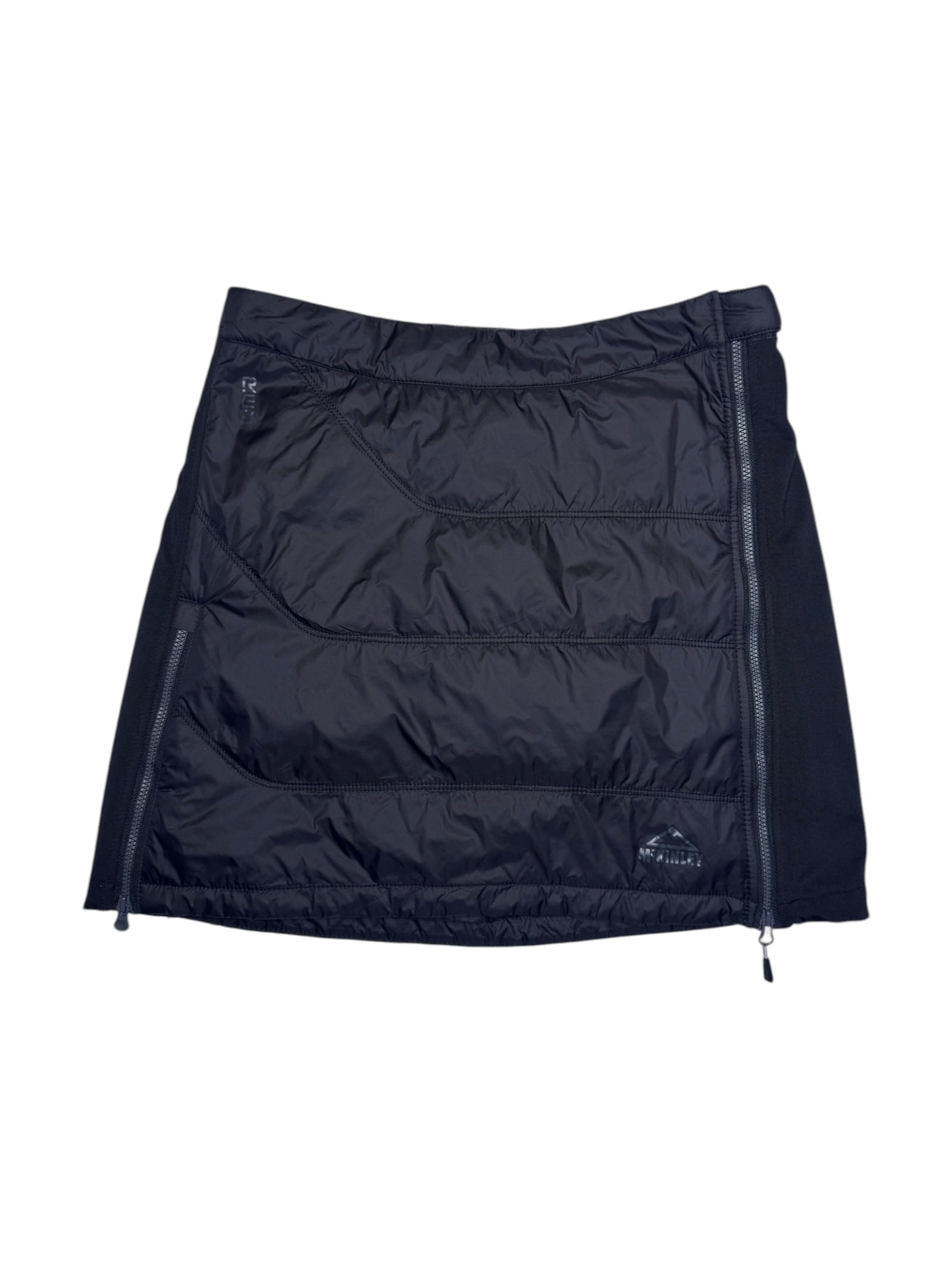 Vintage 2000s Gorpcore Black Puffer Mini Skirt with Double Side Zip Detail | Size XXS-XS
