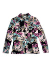 Vintage 2000s Y2K Missoni Silk Multicoloured Abstract Floral Collared Long Sleeve Button Up Blouse | Size S-M