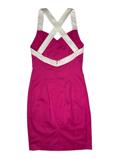 Vintage 2000s Marella Pink & White Crossback Pencil Mini Dress | Size XS-S