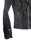 Vintage 2000s Y2K Prada Black Moto Nylon Fitted Utility Track Windbreaker Jacket with Ruffle Detail | Size XXS