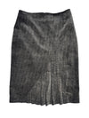 Vintage 2000s Y2K Preppy Soft Grunge Velour Corduroy Midi Skirt With Pleated Detail | Size S