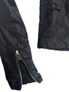 Vintage 2000s Y2K Prada Black Moto Nylon Fitted Utility Track Windbreaker Jacket with Ruffle Detail | Size XXS