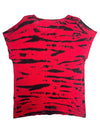 Vintage 2000s Y2K Gerard Darel Red & Black Tie Dye Acid Wash Linen Knit Blouse | Size S-M
