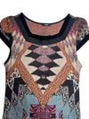 Vintage 2000s Wool & Mohair Blend Abstract Patterned Knit Cap Sleeve Sweater Dress | Size XS