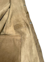 Vintage 70s Bohemian Hippie Tan & Brown Suede Leather Collared Snap Button Down Cape Poncho | Size M