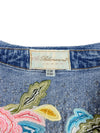 Vintage 2000s Y2K Blumarine Fitted Blue Denim Jacket with Studs & Floral Embroidery Detail  | Size XS