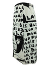 Vintage 90s Abstract Black & White Paris Graphic Print Straight Silhouette Midi Skirt | 28 Inch Waist