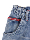 Vintage 90s Y2K Streetwear Utility Blue Medium Wash Long Jorts Bermuda Shorts | 27 Inch Waist