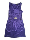 Vintage 2000s Y2K Rocco Barocco Bright Purple Formal Knee Length Sleeveless Dress with Buckle Detail | Size M