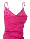 Vintage 2000s Y2K Bubblegum Pink Mesh Asymmetrical Fitted Ruched Tank Mini Party Dress | Size XS