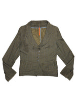 Vintage 2000s COP COPINE Cotton Olive Green & Brown Plaid Fitted Blazer Jacket | Size S