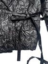 Vintage 2000s Y2K Black Lightweight Collared Crinkle Jacket with Waist Tie | Size L