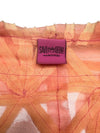 Vintage 2000s Y2K Save The Queen Orange Abstract Lightweight Mesh Patchwork Summer Blazer Jacket | Size S