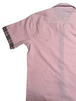 Vintage 2000s Y2K Burberry Preppy Pastel Pink & Plaid Tartan Collared Button Up Short Sleeve Shirt | Size M