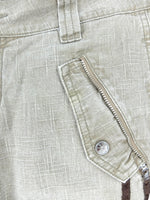 Vintage 2000s Y2K Preppy Utility Taupe Grey Cargo Style Jeans with Side Stripes & Military Patch Detail | 31 Inch Waist