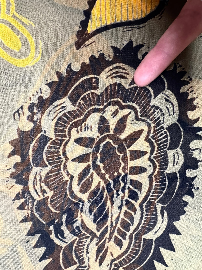 Vintage 2000s Y2K Trussardi Green & Yellow Paisley Graphic Print Sleeveless Chiffon Tank Top | Size M
