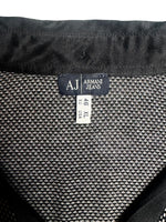 Vintage 2000s Y2K Armani Jeans V-Neck Button Down Black 3/4 Sleeve Blouse | Size L