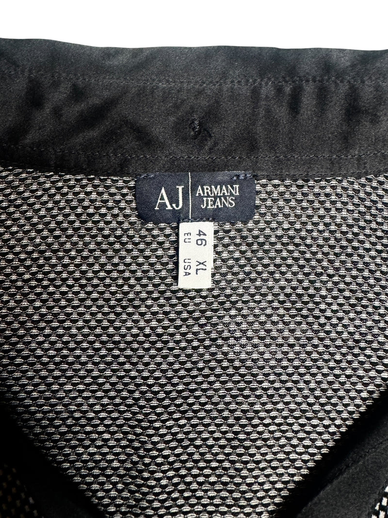 Vintage 2000s Y2K Armani Jeans V-Neck Button Down Black 3/4 Sleeve Blouse | Size L