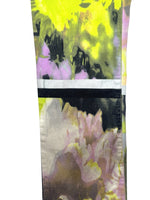 Vintage 2000s Y2K Just Cavalli Bohemian Grunge Mid-Rise Bright Green & Purple Abstract Floral Straight Leg Glitter Jeans | 28 Inch Waist