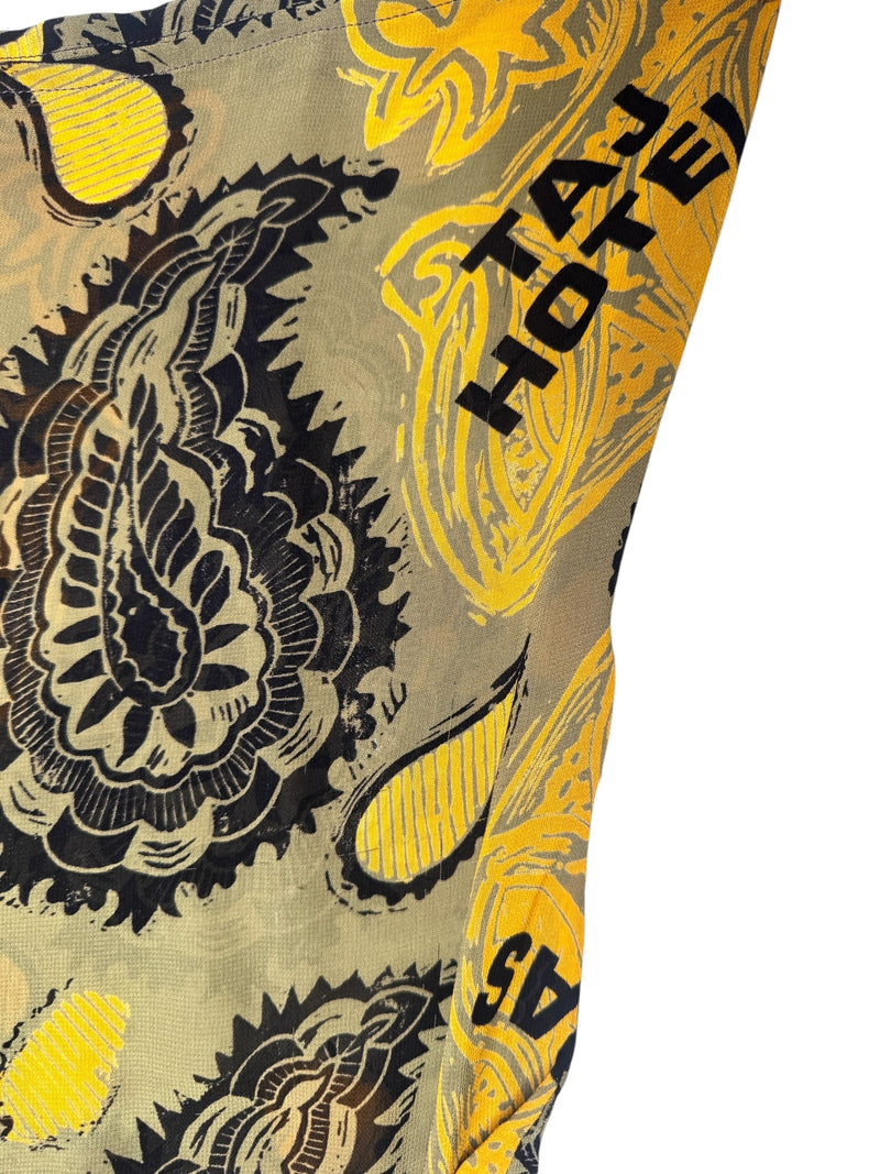 Vintage 2000s Y2K Trussardi Green & Yellow Paisley Graphic Print Sleeveless Chiffon Tank Top | Size M