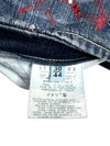 Vintage 2000s Y2K Versace Jeans Couture Low Rise Medium Wash Faded Denim Skirt With Red Stars & Rhinestones | Size M