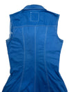 Vintage 2000s Y2K Moschino Mod Preppy Blue Sleeveless Collared Snap Button Down A-Line Mini Dress | Size M