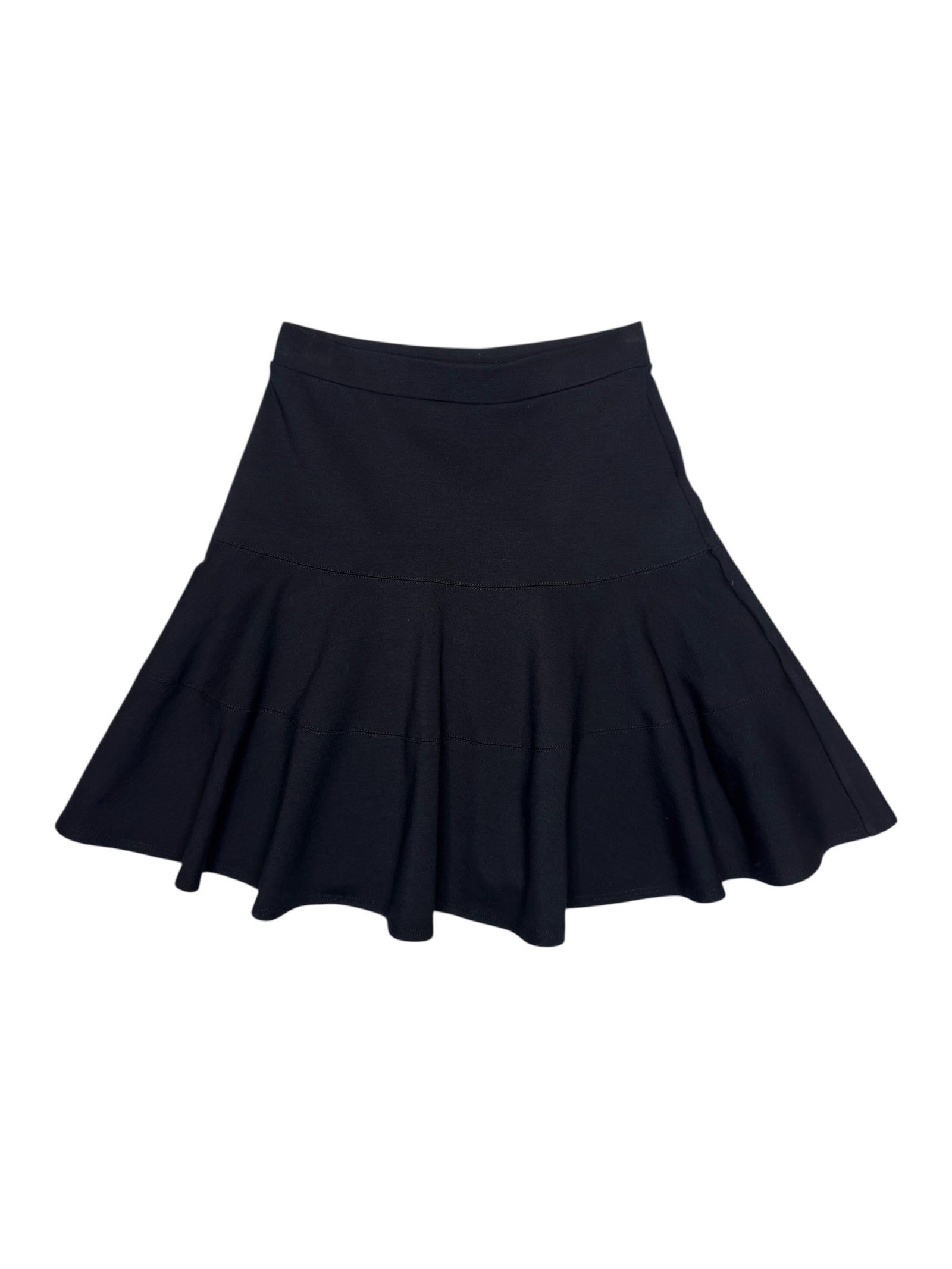 Vintage 2010s FAYÇAL AMOR PLEIN SUD Black High Rise A-Line Skater Circle Stretch Mini Skirt | Size S