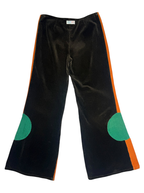 Vintage 2000s does 70s Abstract Orange & Brown Corduroy Bootcut Flare Trousers | 28 Inch Waist