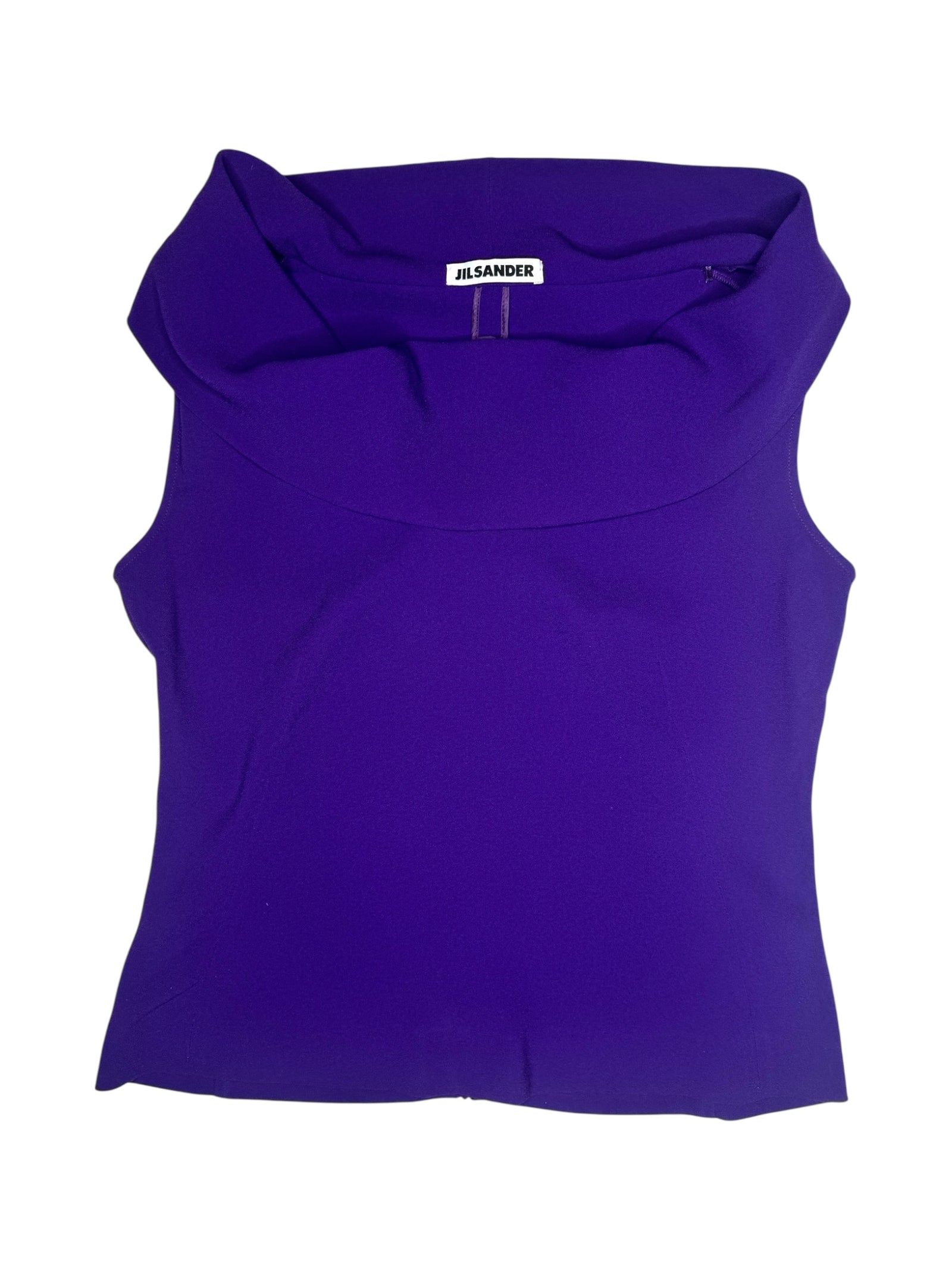 Vintage 2000s Y2K Jil Sander Minimalist Bright Purple Cowl Neck Sleeveless Blouse | Size M-L