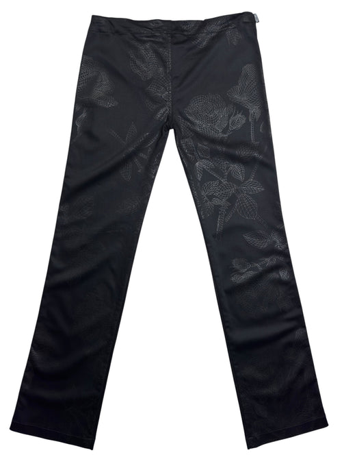 Vintage 2000s MOSCHINO JEANS Low Rise Black Floral Slim Fit Straight Leg Trousers | Size M