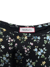 Vintage 2000s Y2K Max & Co Bohemian Chic Black Blue Floral High Waisted Above-the-Knee Chiffon A-Line Circle Skirt | Size M
