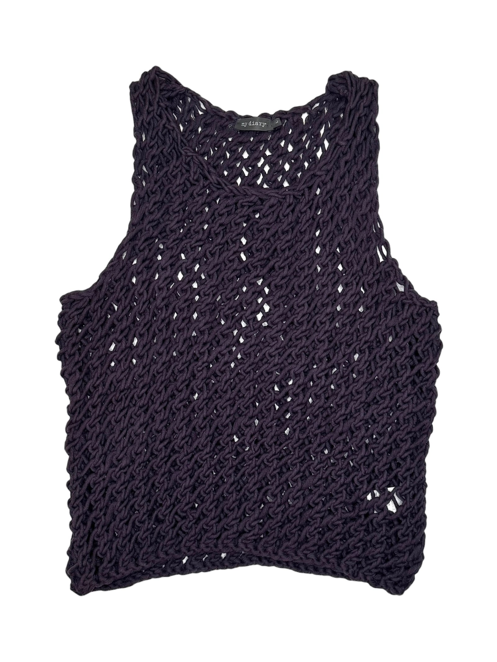 Vintage 2000s Purple Crochet Sleeveless Tank Top | Size M-L