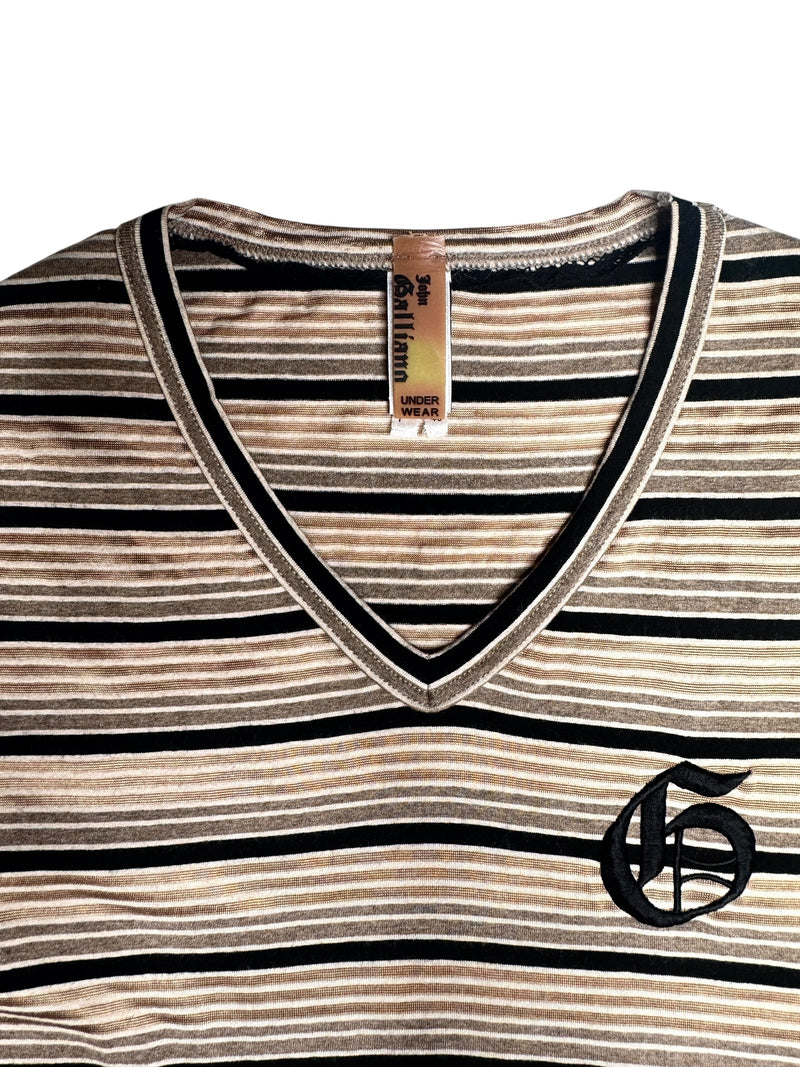 Vintage 2000s Y2K John Galliano Striped Short Sleeve T-Shirt | Size S-M