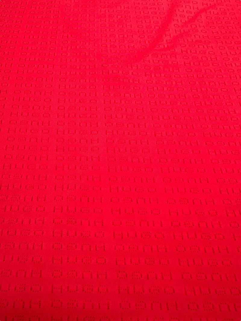 Vintage 2000s Y2K Hugo Boss Red Laser Cut Logo Short Sleeve T-Shirt | Size M