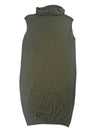 Vintage 2000s Y2K Plein Sud Wool Khaki Green Sleeveless Roll Turtleneck Knit Sleeveless Sweater Midi Dress | Size L-XL