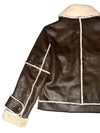 Vintage 2000s Y2K Bohemian Brown Utilitarian Faux Leather Collared Button Down Jacket With Faux Fur Lining | Size M