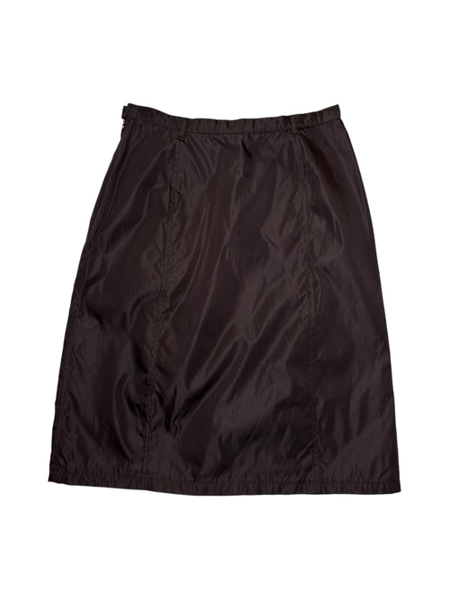 Vintage 2000s PRADA Brown High Waisted Nylon Midi Skirt | Size L