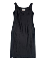 Vintage 90s Max Mara Silk Blend Basic Black Formal Sleeveless Midi Dress | Size M