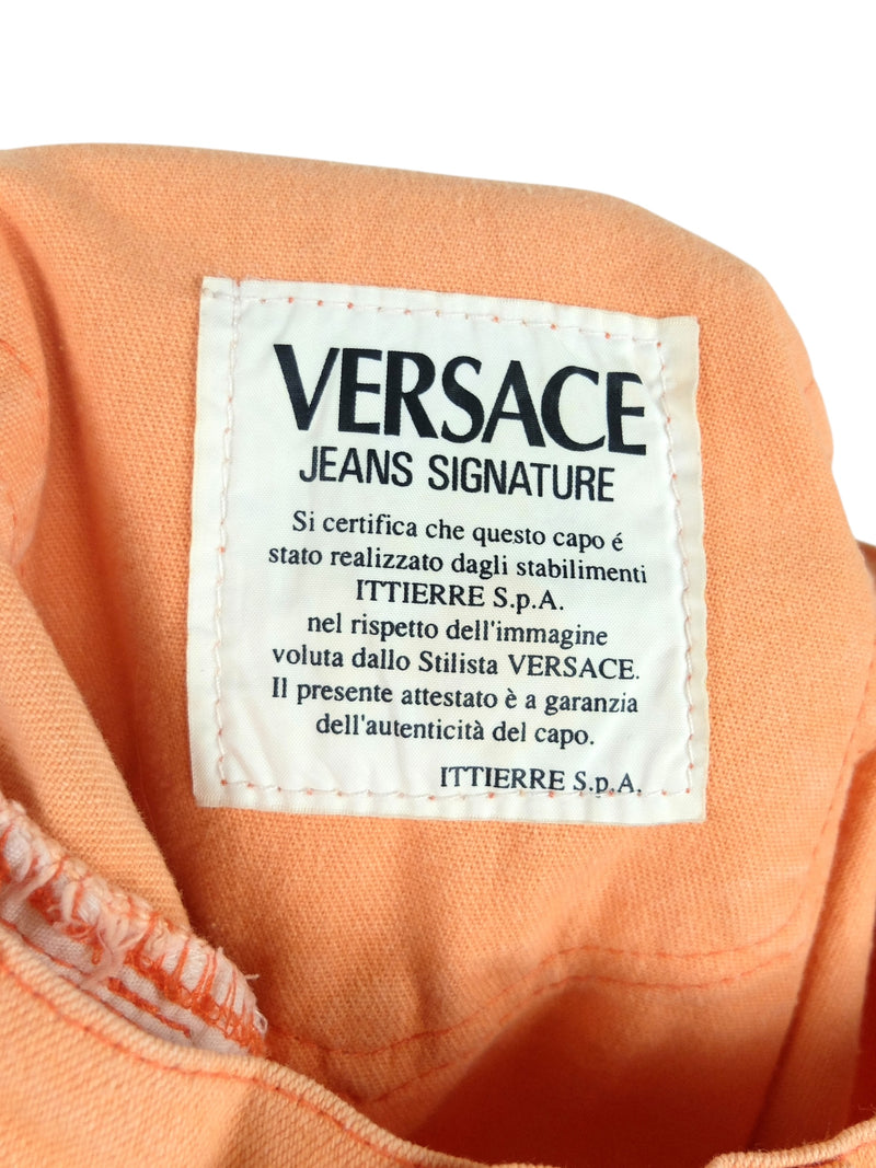 Vintage 2000s Y2K Versace High Waisted Pastel Orange Denim Jeans | 30-31 Inch Waist