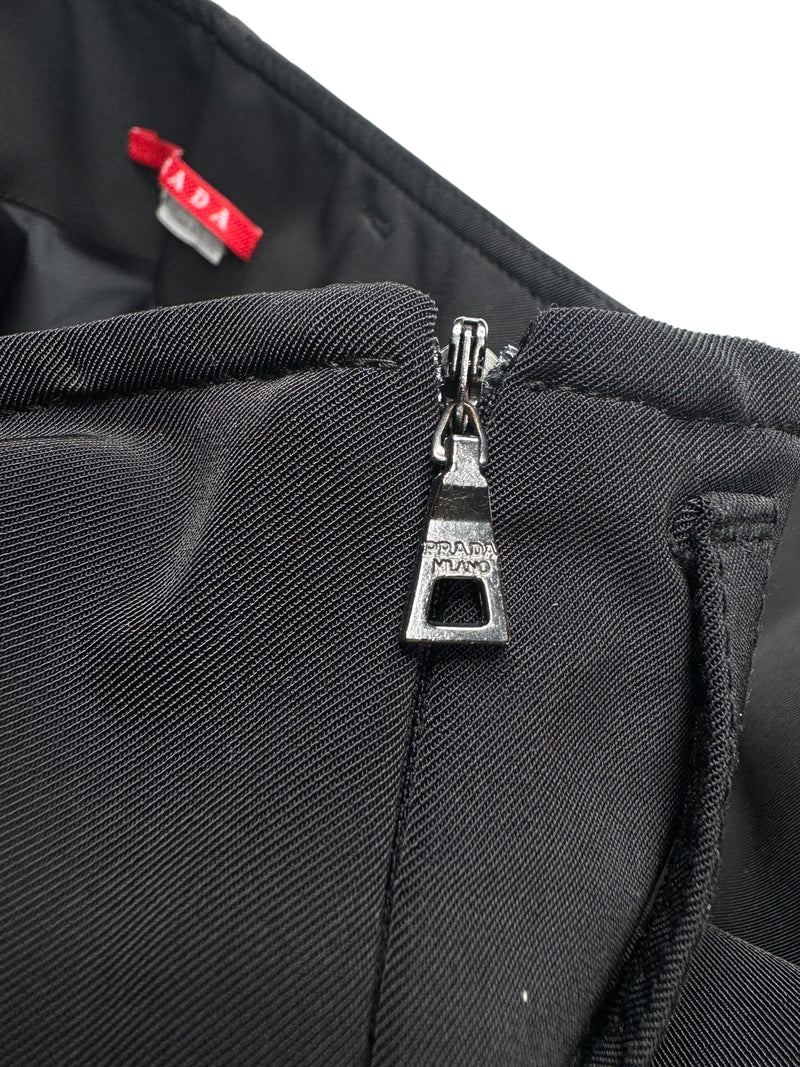 Vintage 2000s Y2K Prada Low Rise Solid Black Straight Silhouette Midi Skirt | Size S-M