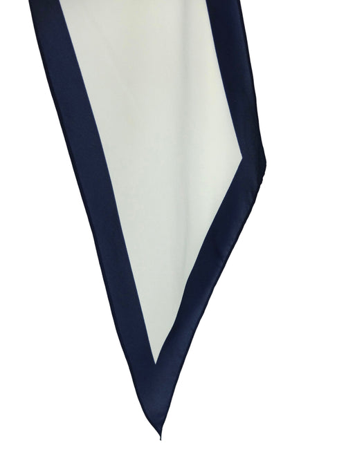 Vintage 80s Mod Chic Nautical Minimalist White & Navy Blue Thin Pointed Neck Tie Wrap Scarf