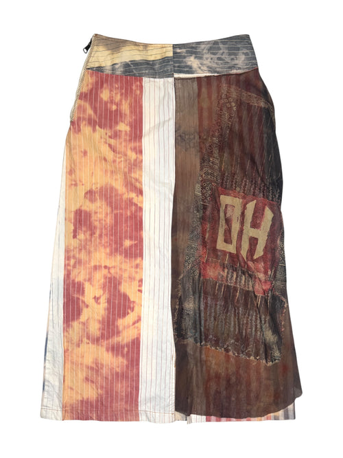 Vintage 2000s OHDD by Save the Queen Low Rise Multicolored Pinstripe Acid Wash Maxi Skirt | Size M