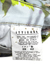 Vintage 2000s Y2K Just Cavalli Bohemian Grunge Mid-Rise Bright Green & Purple Abstract Floral Straight Leg Glitter Jeans | 28 Inch Waist