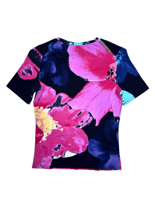 Vintage 2002 CAVALLI Abstract Floral Print Graphic T-Shirt | Size S