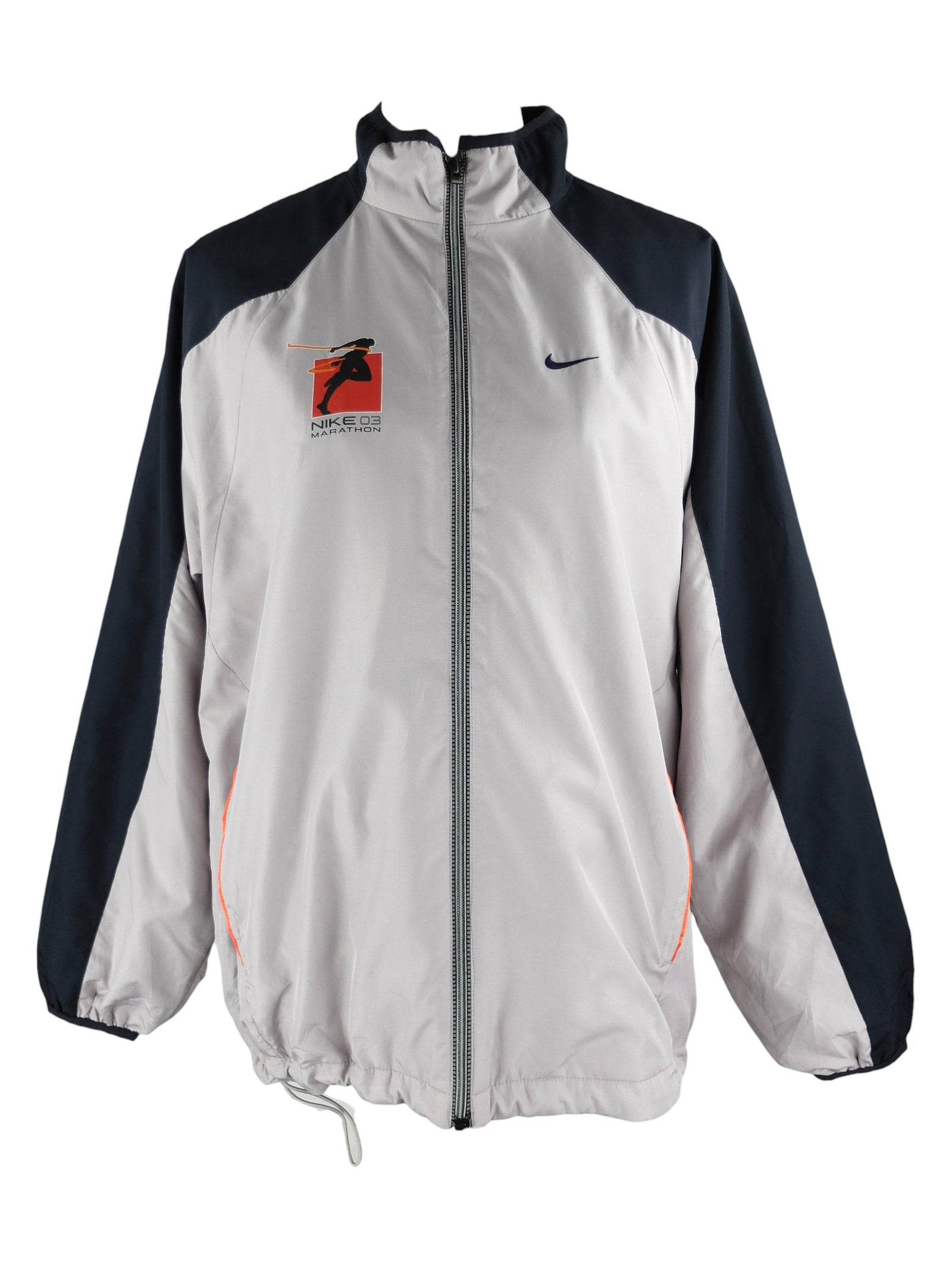 Vintage 2000s Y2K Nike Marathon 2003 Grey & Navy Blue Zip Up