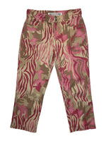 Vintage 2000s KRIZIA Denim Low-to-Mid Rise Pink & Brown Camouflage Capri Trousers | Size XS